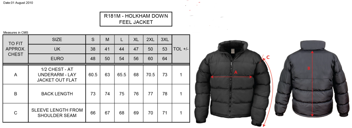 West London Track Holkham Jacket - Mens - Size Guide
