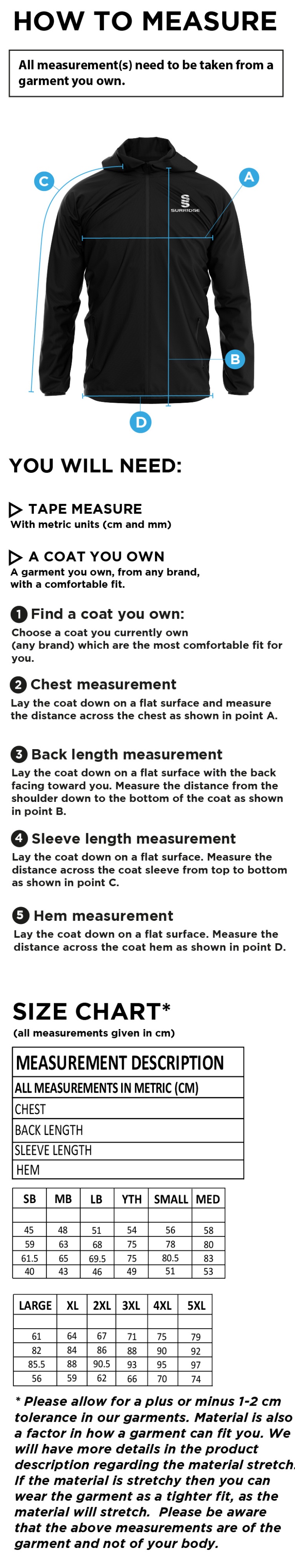 West London Track Training Jacket Red / Black - Size Guide