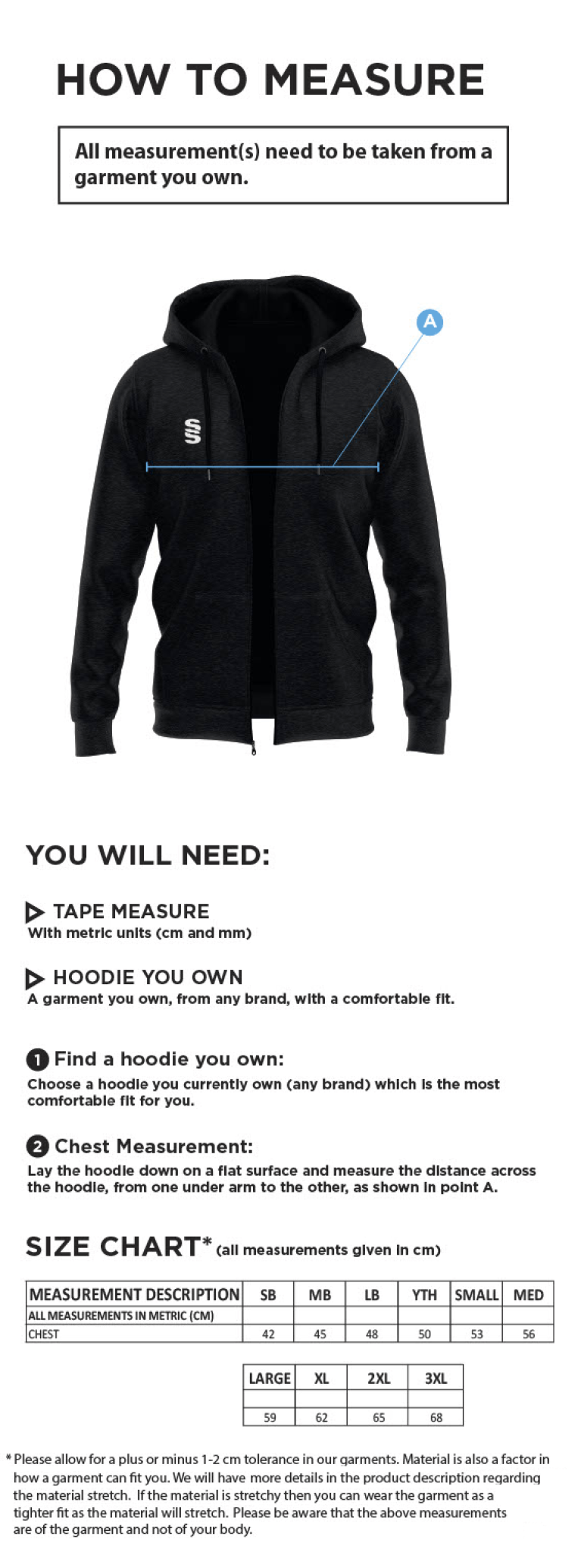 West London Track Dual Full Zip Hoody - Black/Red - Size Guide