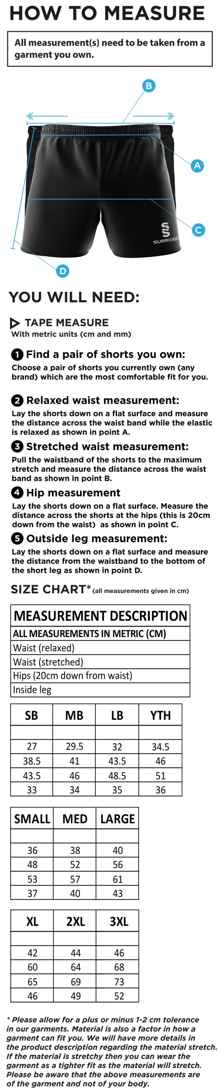 West London Track Dual Short - Black/Red - Size Guide