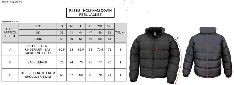 West London Track Holkham Jacket - Mens - Size Guide