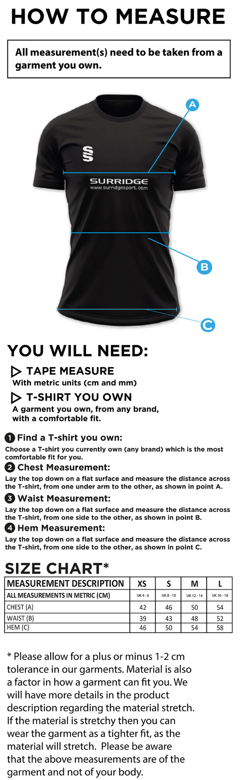 Women's Polo Shirt : Red - Size Guide