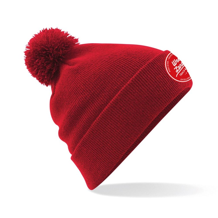 WEST LONDON TRACK POM POM BEANIE-Red